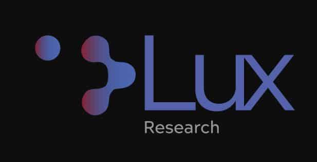 Lux Research logo with colorful abstract shapes on black background