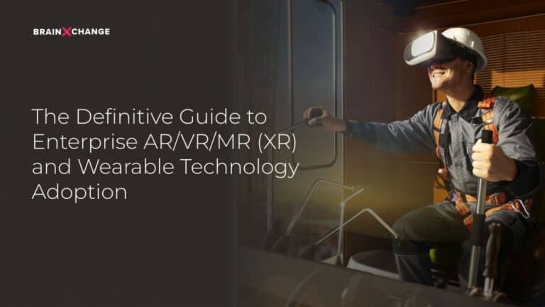 A man wearing a virtual reality (VR) headset and safety vest, operating machinery in an industrial setting.