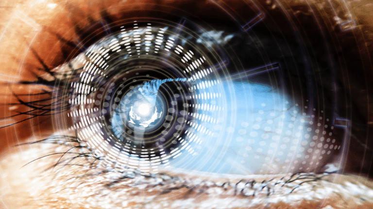 Abstract image with swirling, colorful patterns and a globe-like shape at the center, representing technology and connectivity.